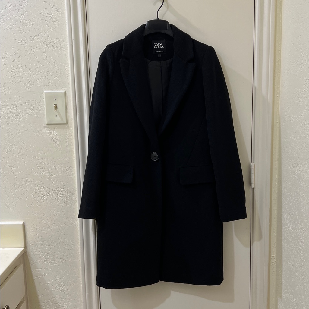 Zara Midnight Black Overcoat